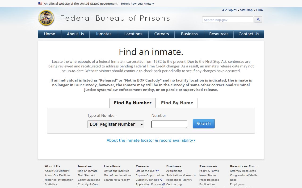 Crawford County federal criminal custody lookup through BOP