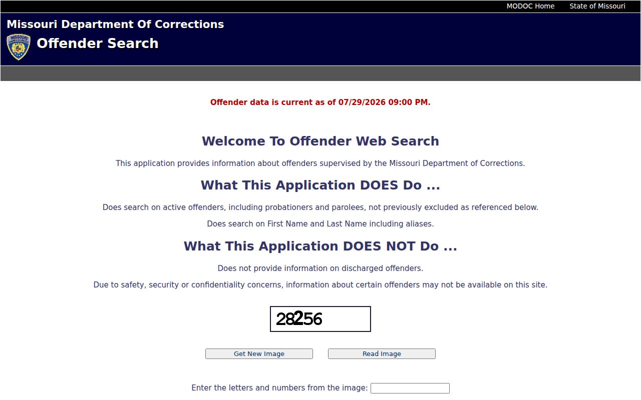 Crawford County criminal records in MODOC offender search